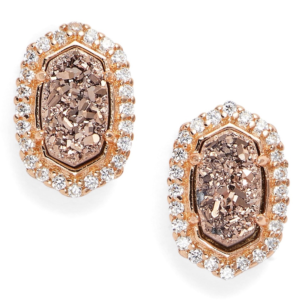 Kendra Scott Rose Gold Pave Drusy Studs